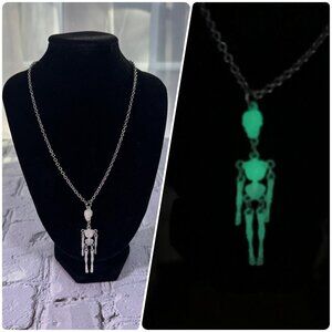 Skeleton Necklace Moveable Limb Steampunk Punk Skull Glow In The Dark Necklace